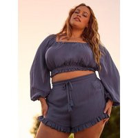 Ruffle Hem Short in Blue | Torrid (US & Canada)