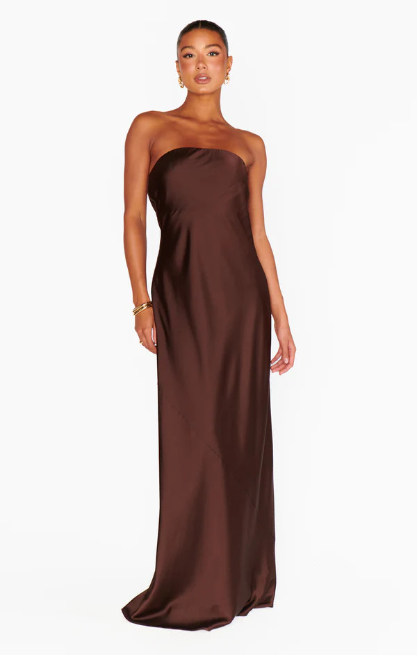 Taylor Tube Maxi Dress ~ Chocolate Luxe Satin | Show Me Your Mumu