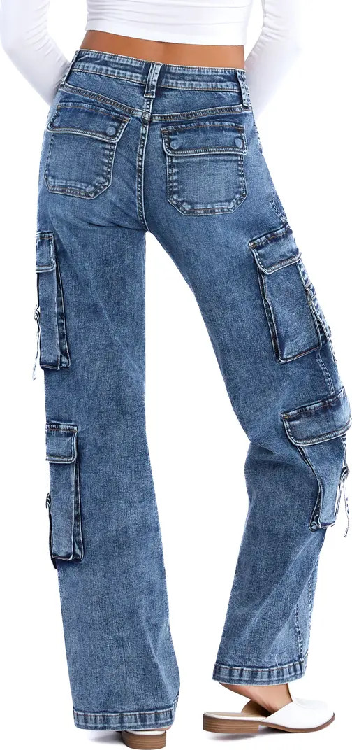 High Waist Straight Leg Cargo Jeans | Nordstrom