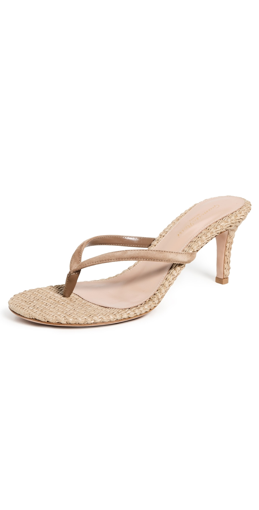 Gianvito Rossi Calypso Sandals 70mm Camel/Natural Camoscio/Raffia 36 | Shopbop