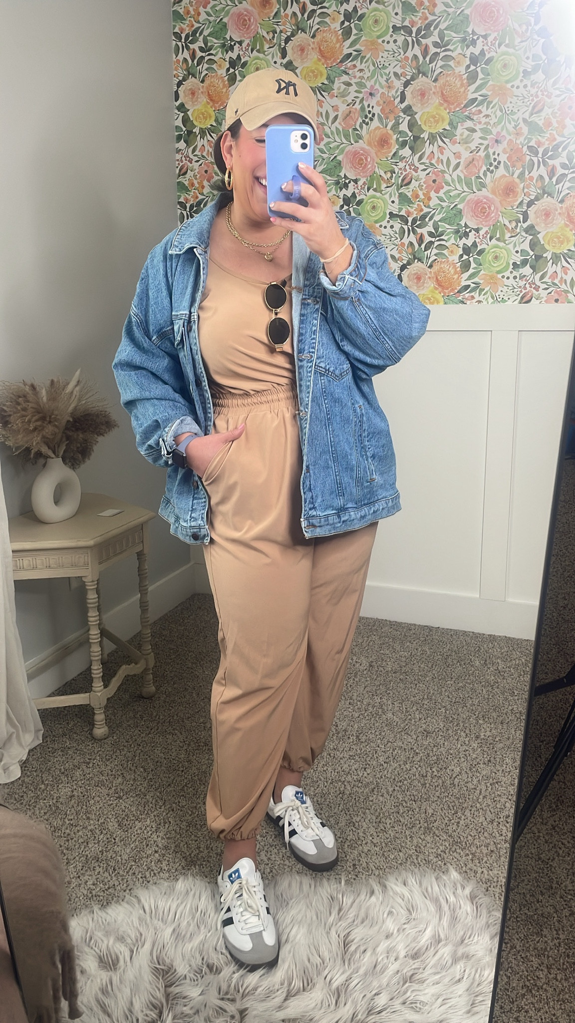 Casual mom outfit of the day Abercrombie jumpsuit size xl denim jacket xl 

#LTKfindsunder100 #LTKmidsize #LTKplussize