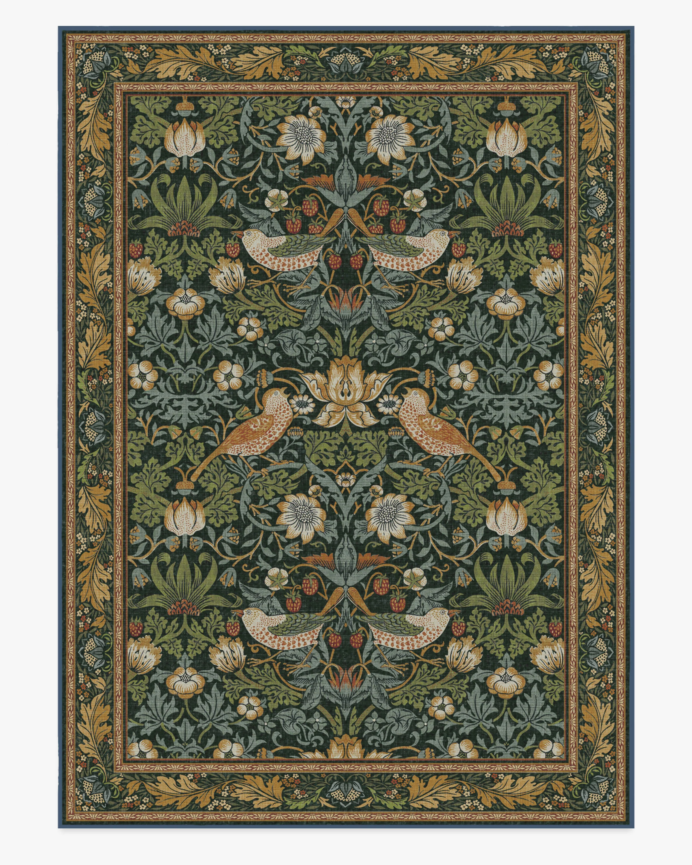 Strawberry Thief Indigo Flatwoven Rug by Morris & Co. | Ruggable