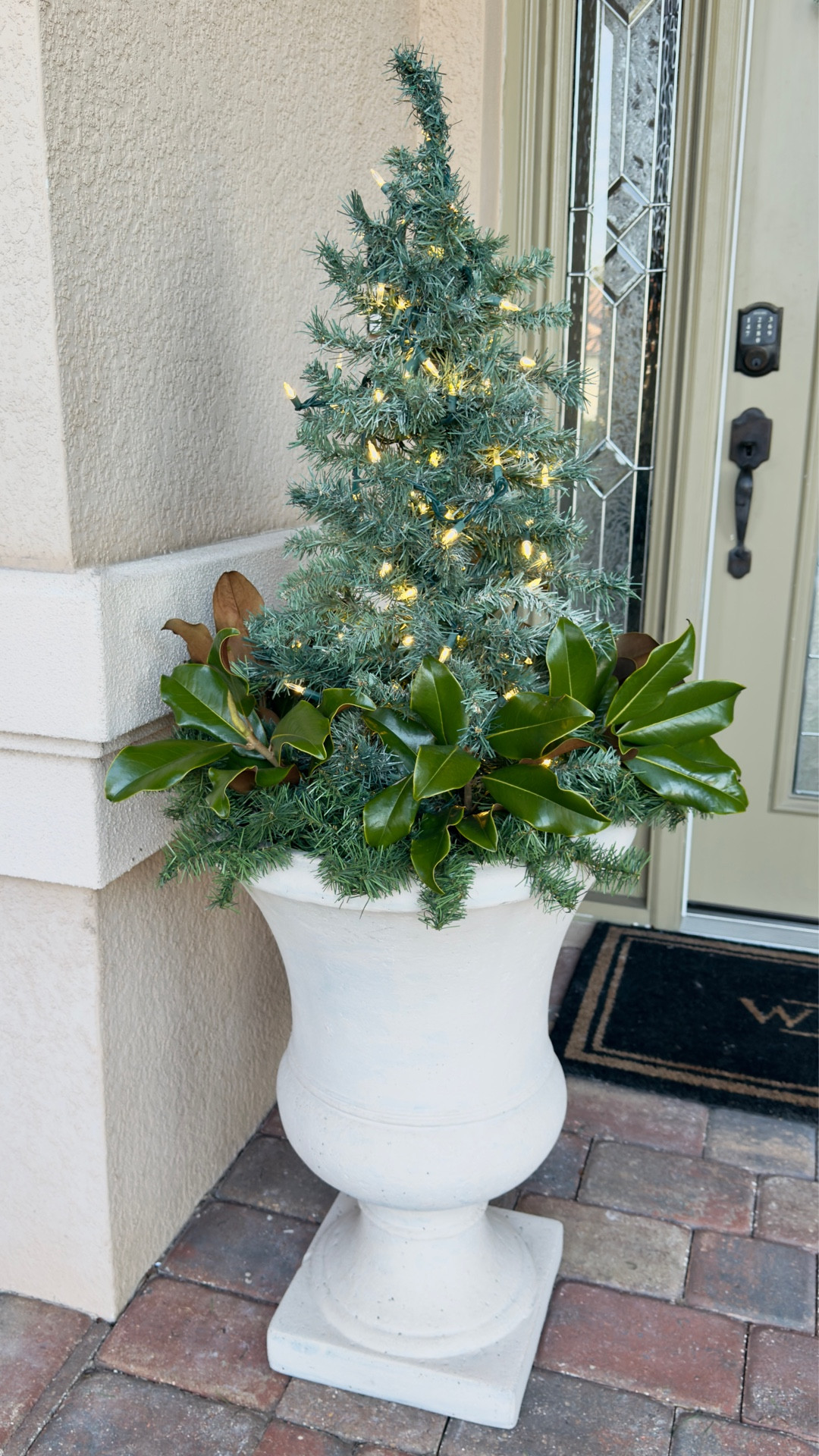 🌲Easy Christmas outdoor planter idea using fresh-cut Magnolia stems!🍃🍂. I love decorating with Magnolia leaves! Their glossy green & warm brown colors are so stunning!

Here’s what you need:
Urn planter
Mini Christmas tree
Garland to cover the base
Real Magnolia stems 

Outdoor Christmas Decor | Outdoor Holiday Decor | Christmas Planter 

#LTKHoliday #LTKSeasonal #LTKHome