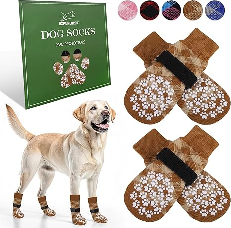 EXPAWLORER Dog Socks to Prevent Licking Paws, Anti Slip Dog Booties for Hardwood Floors, Warm Dog... | Amazon (US)