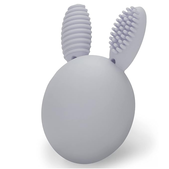 Teether Baby Teething Toy Rabbit Egg Rattle Toy Teething Pain Relief for Babies Boys Girls - Gray | Amazon (US)