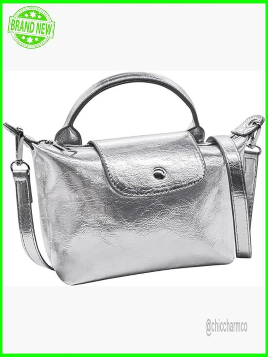 Metallic PU Leather Mini Crossbody Bag Hobo Shoulder Purse Top Handle | Poshmark