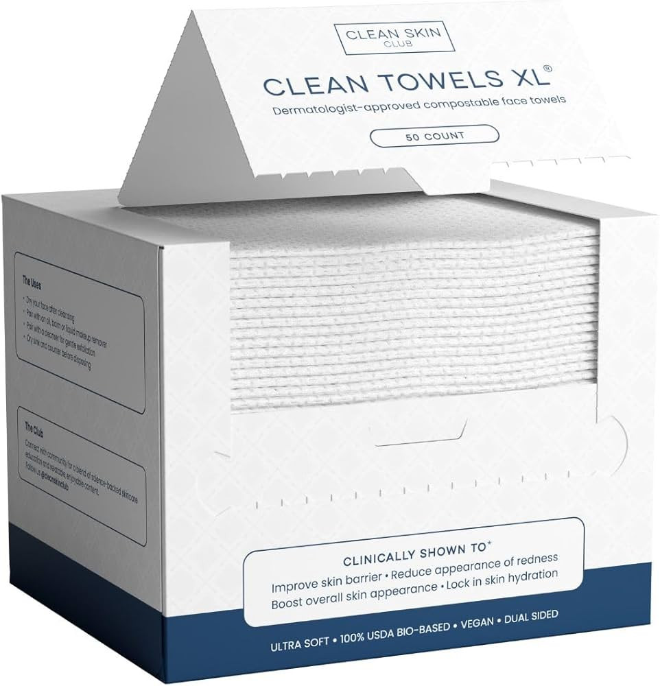 Clean Skin Club Clean Towels XL®, 100% USDA Biobased Face Towel, Disposable Face Towelette, Ecze... | Amazon (CA)