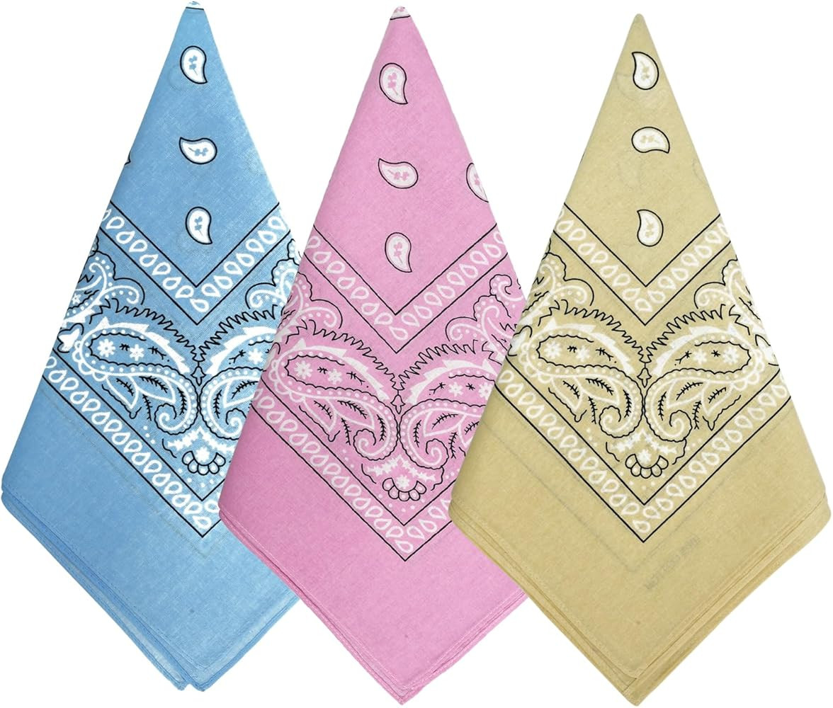 Bycc Bynn 3 Pack 100% Cotton Paisley Pattern Bandanas Face Mask Square Scarf Headwear | Amazon (US)
