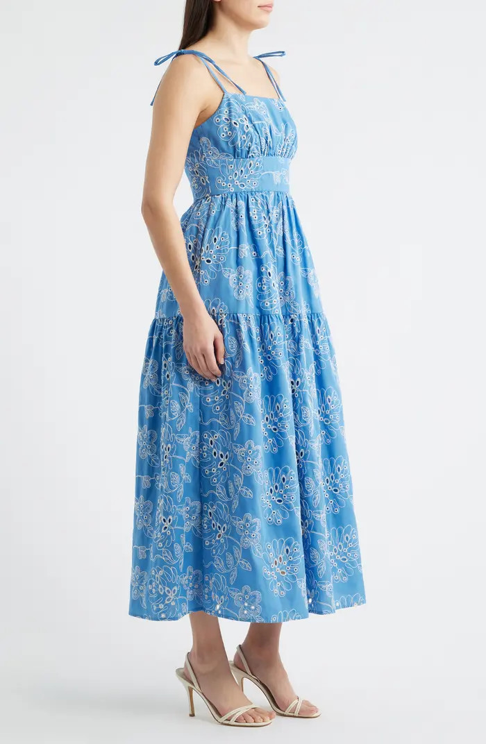 Julia Jordan Cotton Blend Eyelet Midi Sundress | Nordstrom | Nordstrom