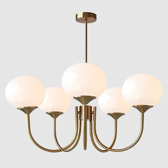 BOKT Modern 5-Light Gold Sputnik Chandelier Light Fixture Mid Century Modern Globe Round Chandeli... | Amazon (US)