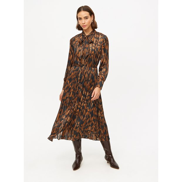 Buy Brown Abstract Printed Sparkle Midaxi Dress 20 | Workwear | Tu | Tu Clothing