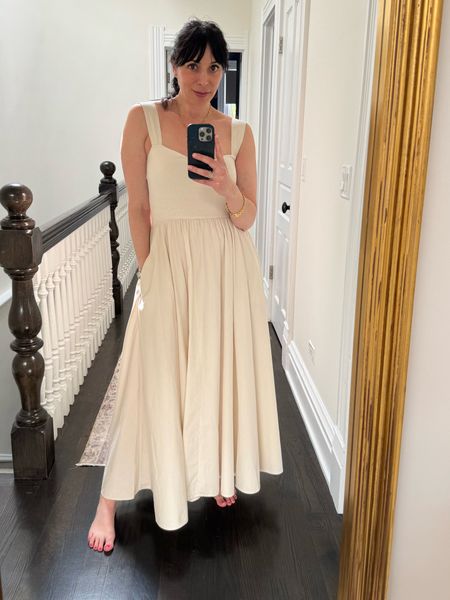 The must have dress to have in your summer wardrobe and it’s under $100. Wearing a size small. Bonus for pockets. Pair with espadrilles or flat sandals for date night or dinner with friends. 

#LTKOver40