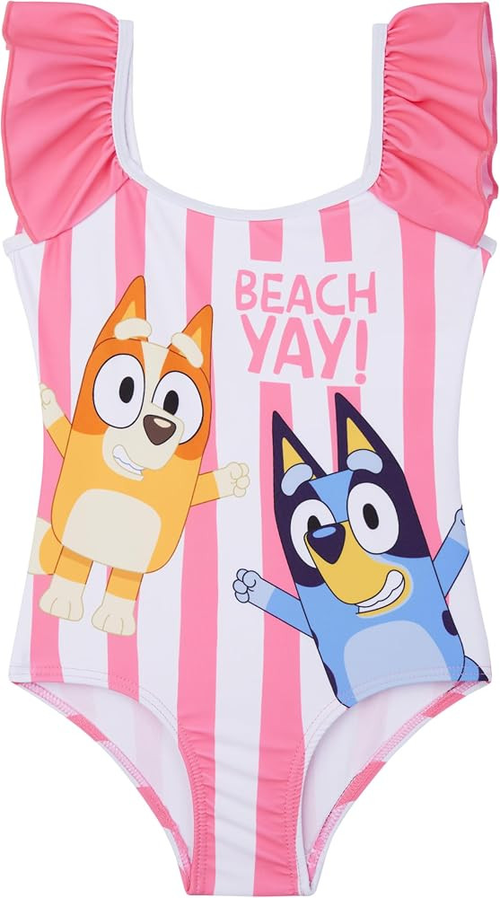Paw Patrol | Bluey Girls Swimsuit, One Piece Toddler Bathing Suit with Ruffle Shoulder UPF 50+ Po... | Amazon (US)