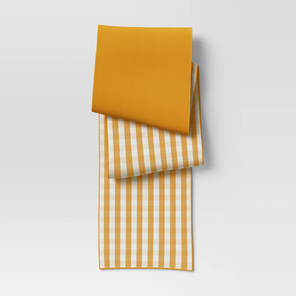 108" x 14" Cotton Gingham Check Table Runner Yellow - Threshold™ | Target