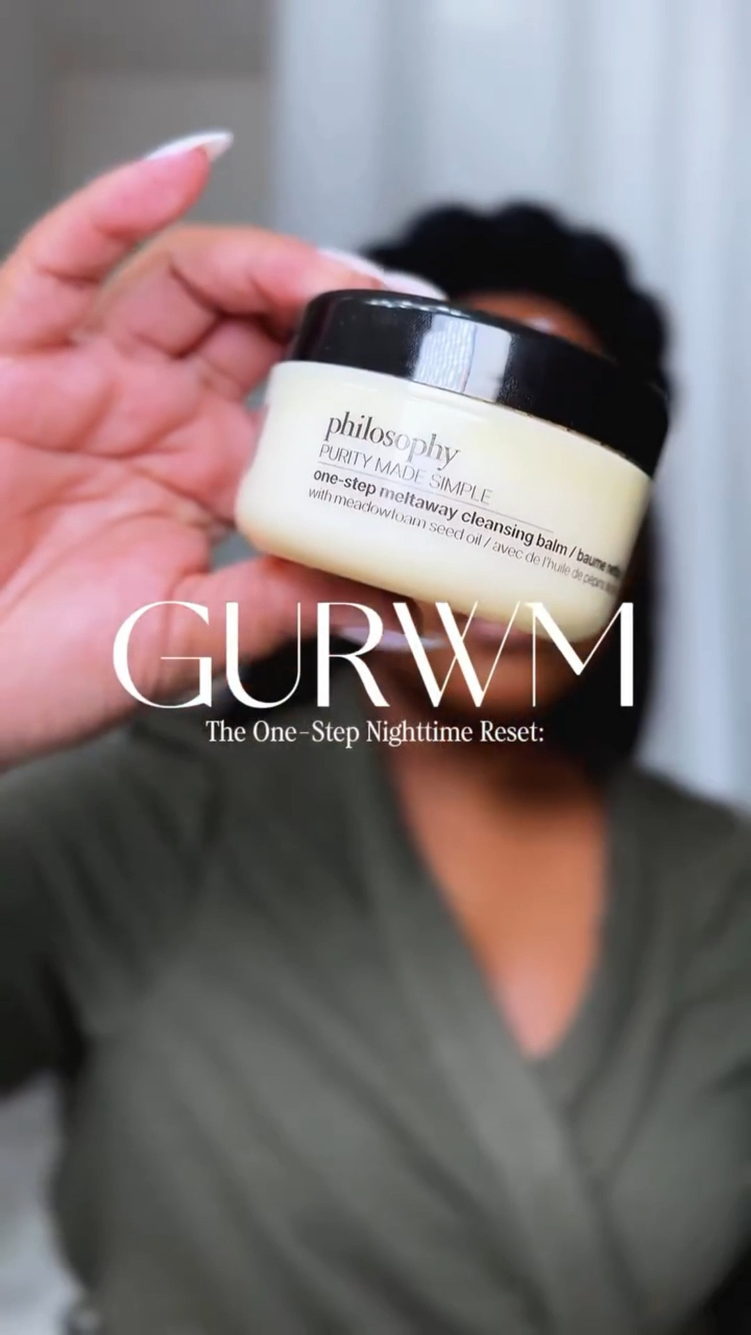 The Purity One-Step Cleansing Balm #gifted
 is a gentle cleansing balm that removes long-wear face makeup, waterproof eye makeup, and SPF in one step. Unlike waxy cleansing balms, this formula has a rich cream texture that transforms into a light, milky lather and rinses completely clean with no greasy residue.

It’s gentle on eyes and clinically proven to boost skin’s hydration, so after just one use skin feels clean, nourished, and comfortable! not stripped. 

A makeup-removing cleansing balm that truly cleanses and conditions skin in one step

Save this for your nighttime skincare routine ✨

#cleansingbalm #gurwm  @lovephilosophy 
#nighttimeroutine #makeupremoval hydratedskin