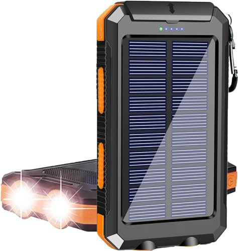 Solar Charger, 38800mAh Portable Type-C Solar Power Bank for All Cellphones, Waterproof Battery Pack, Outdoor External Backup Power Charger Three Outputs/LED Flashlights, Perfect for Camping Travel | Amazon (US)