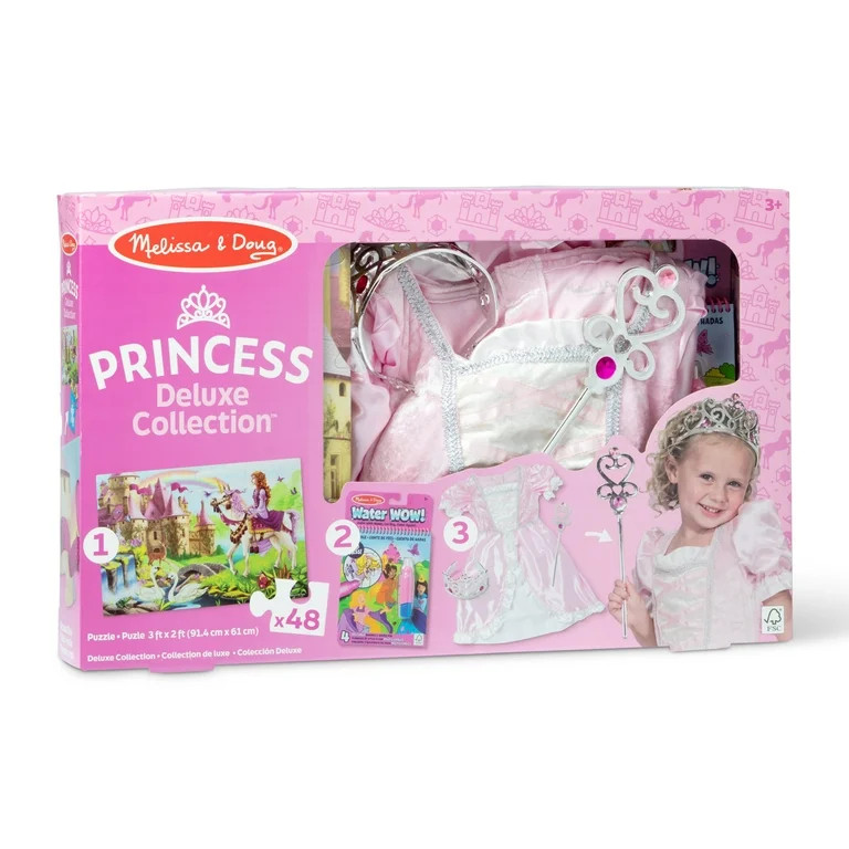 Melissa & Doug Princess 3-in-1 Deluxe Collection Themed Gift Set – Costume Role Play, Puzzle, W... | Walmart (US)