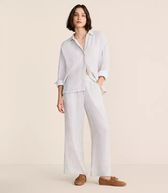 Lou & Grey Striped Triple Cloth Wide Leg Pants | LOFT
