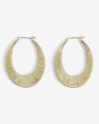 Metallic Wrapped Oval Hoop Earrings | Express