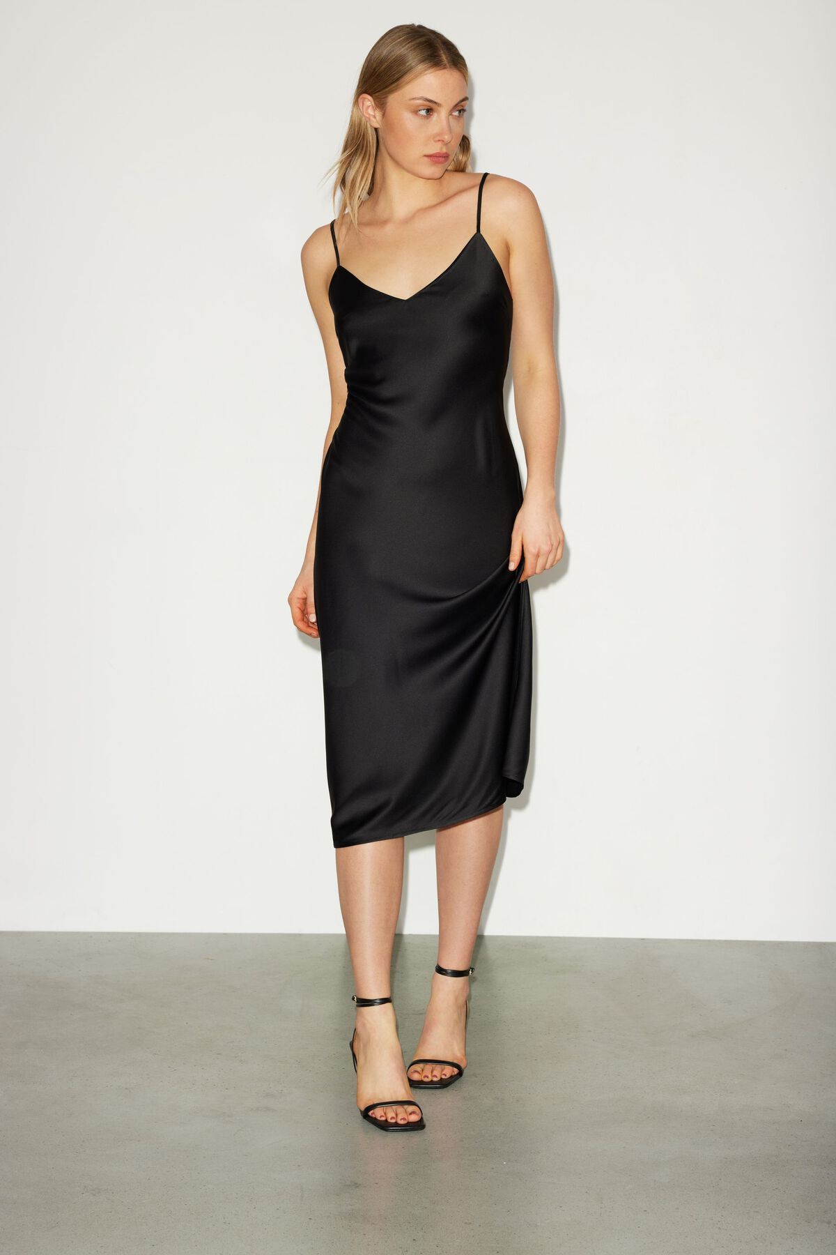 Izabella Satin Midi Slip Dress | Dynamite Clothing