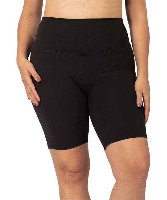 Black Wide-Waistband Bike Shorts - Plus | Zulily