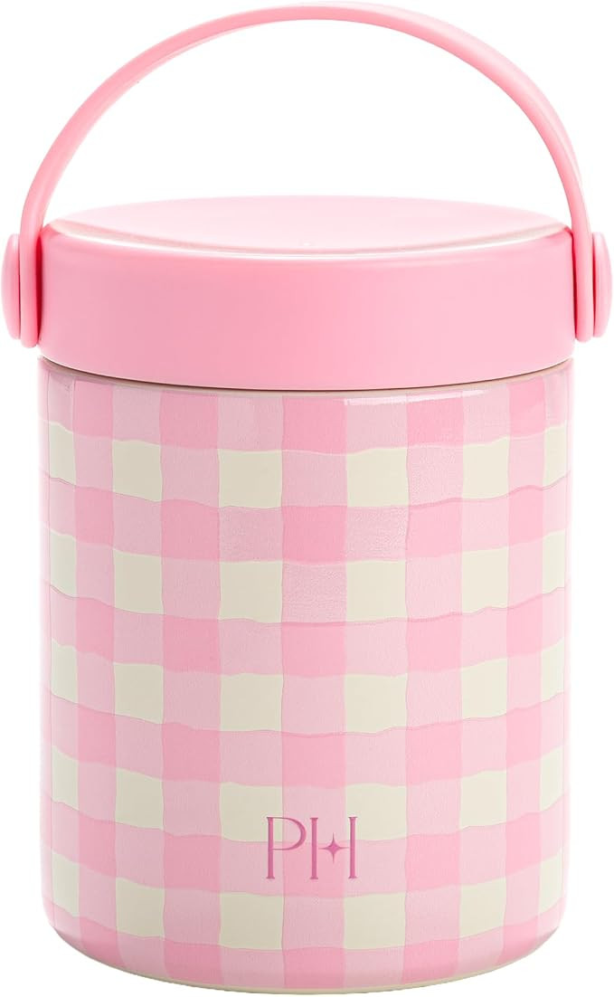 Paris Hilton Limited Edition Gingham Insulated Food Jar, Stainless Steel Vacuum Insulated Food Co... | Amazon (US)