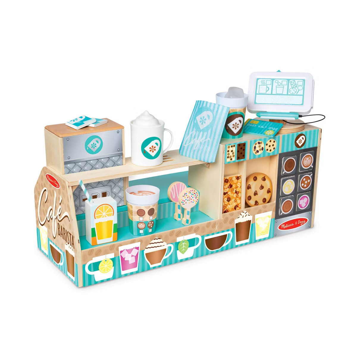 Melissa & Doug Wooden Café Barista Coffee Shop (35pc): Creative Pretend Play Set, Kitchen Access... | Target