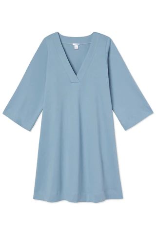 Pima Long Sleeve Shift Nightgown in Dusty Blue | LAKE Pajamas