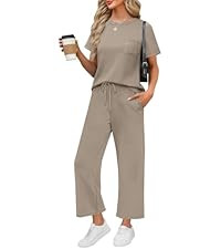 WIHOLL 2 Piece Sets for Women Casual Summer Travel Vacation Outfits Cap Sleeve Lounge Set | Amazon (US)