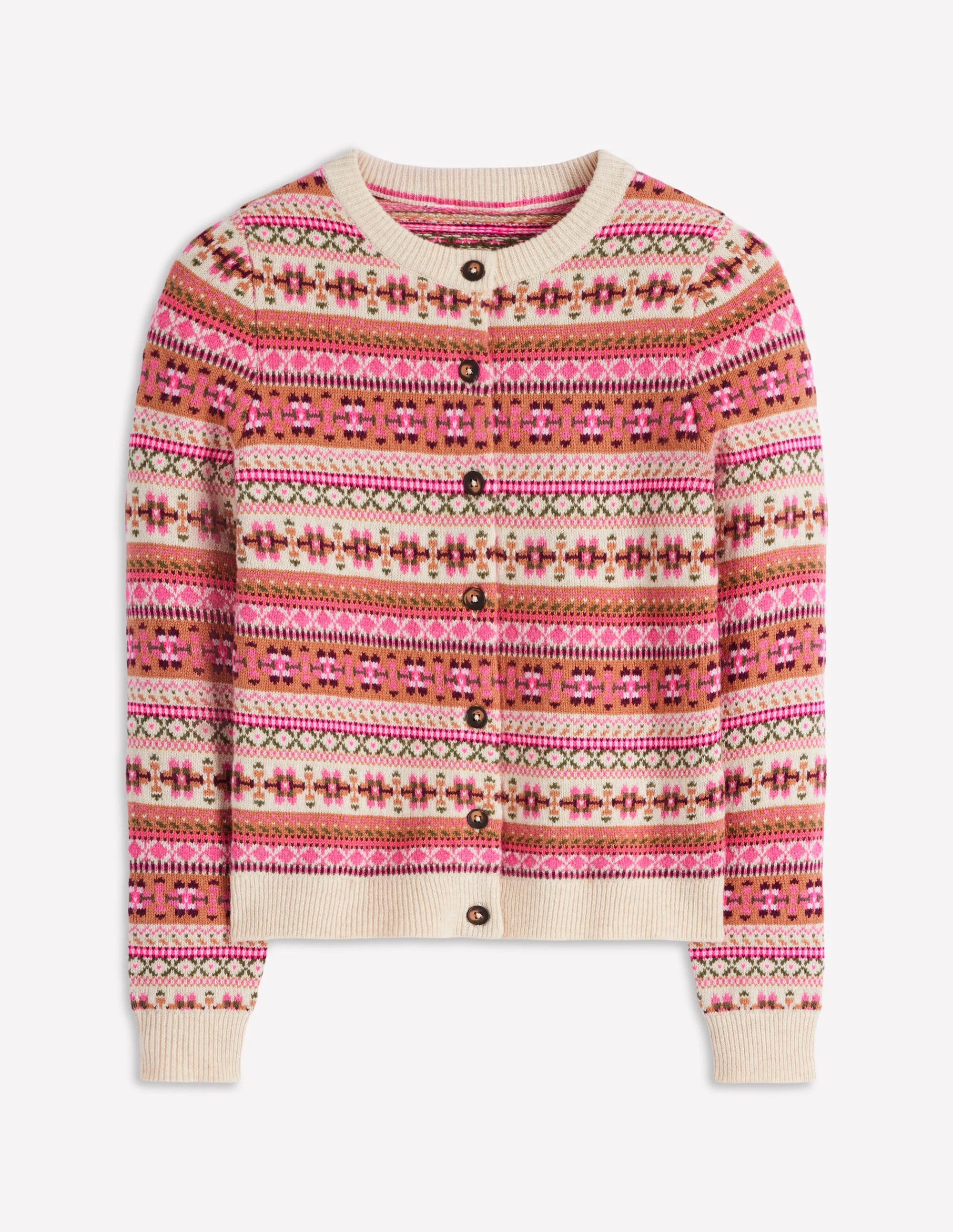 Edie Fair Isle Cardigan-Pink Heritage Fair Isle | Boden (US)