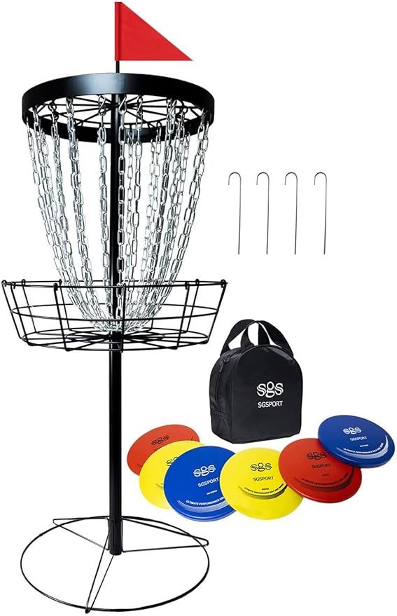 Disc Golf Basket with Discs | Portable Disc Golf Target with Heavy Duty 24-Chains Disc Golf Cours... | Amazon (US)