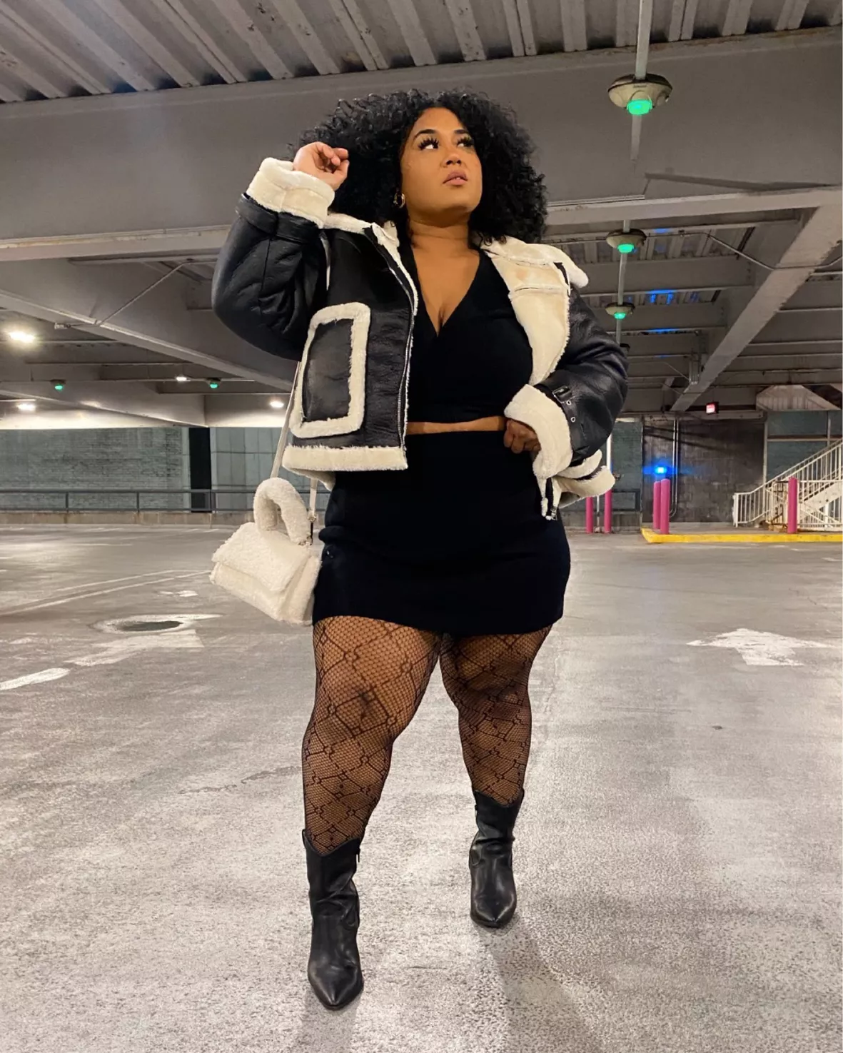 Simply Be Winter Faux Fur Coat And Lane Bryant Leather Leggings - Stylish  Curves