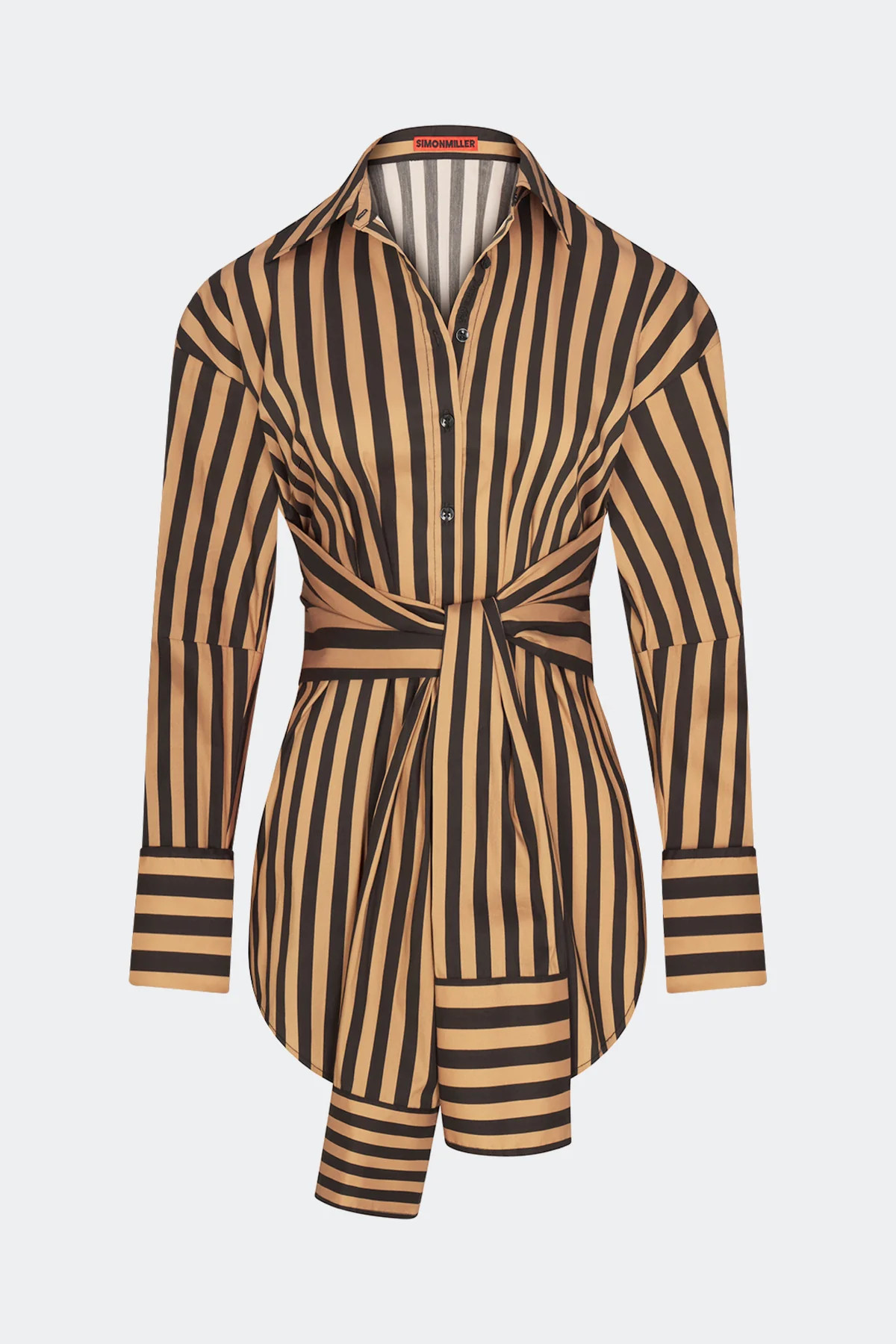 Inna Poplin Top In Black/Tan Stripe | Simon Miller