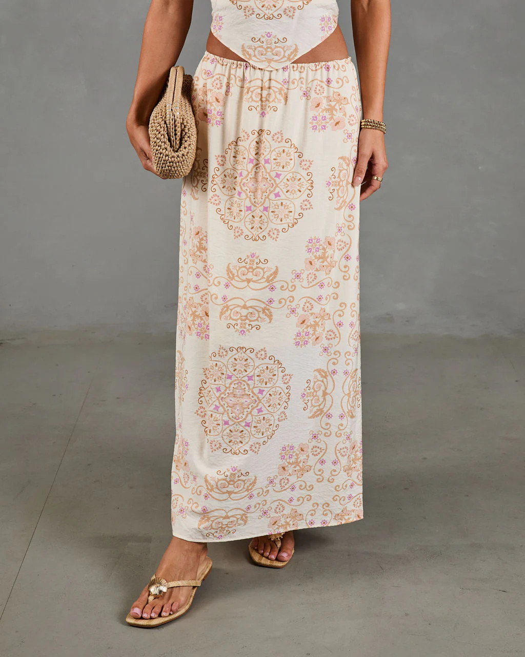 Hardin Abstract Mandala Print Maxi Skirt | VICI