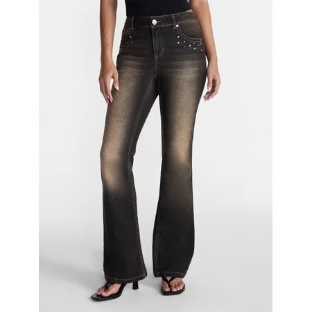 No Boundaries Novelty Stitch Bootcut Jeans, 32.5" Inseam, Women's 00-20 | Walmart (US)