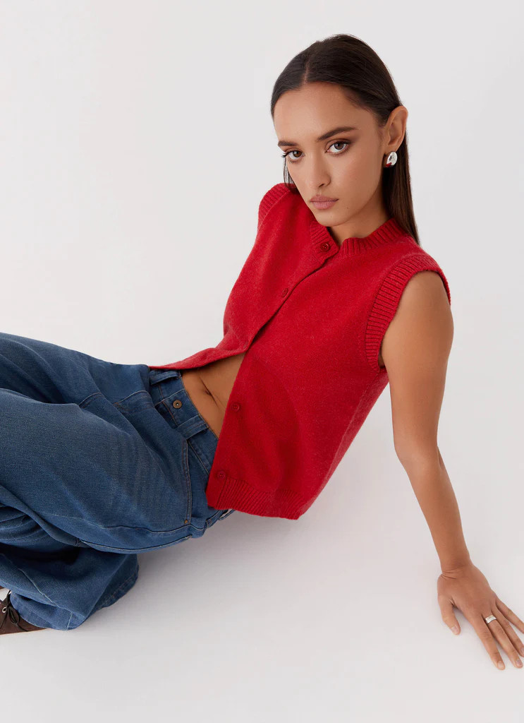 Hanson Knit Vest Top - Red | Peppermayo (Global)