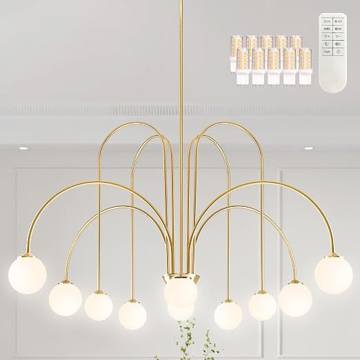 Modern Sputnik Chandelier Mid Century Chandelier for Dining Room 10-Light 43" Brushed Gold Large ... | Amazon (US)