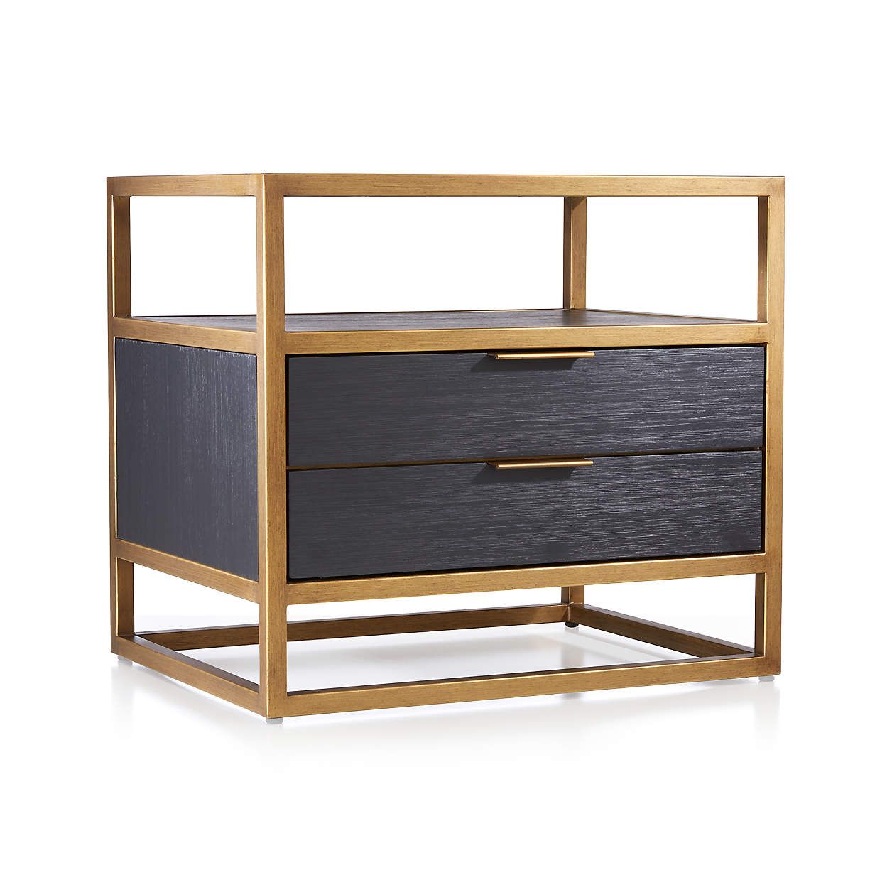 Oxford Black 2-Drawer Nightstand + Reviews | Crate and Barrel | Crate & Barrel