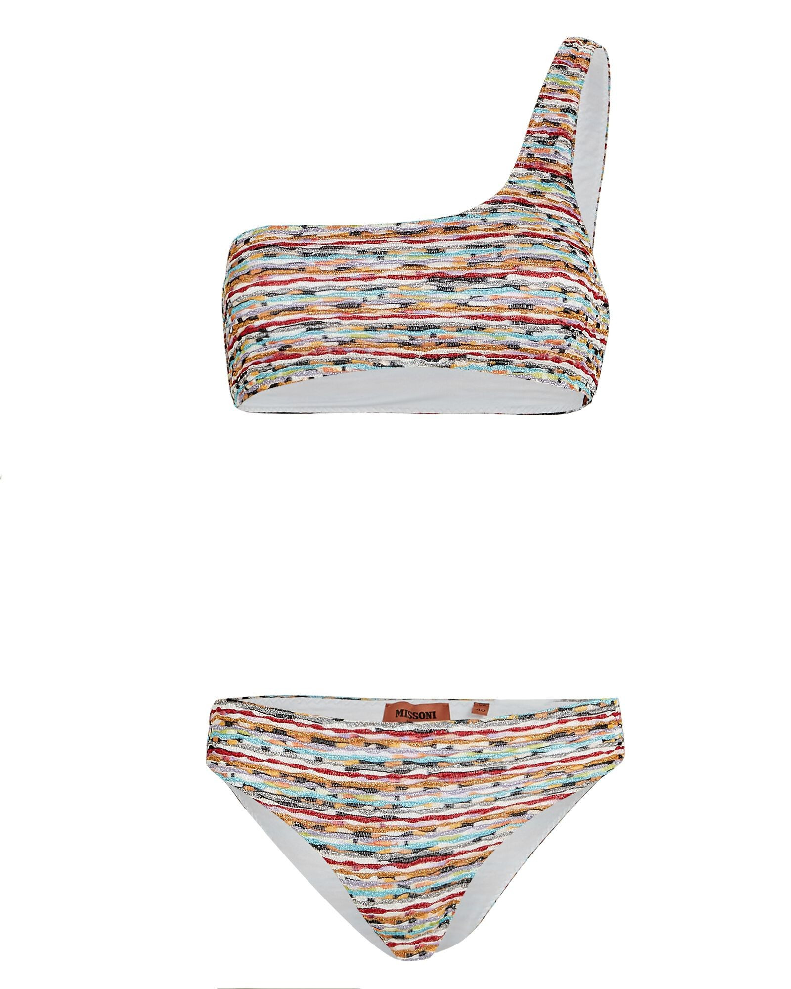 One-Shoulder Lurex Bikini Set | INTERMIX
