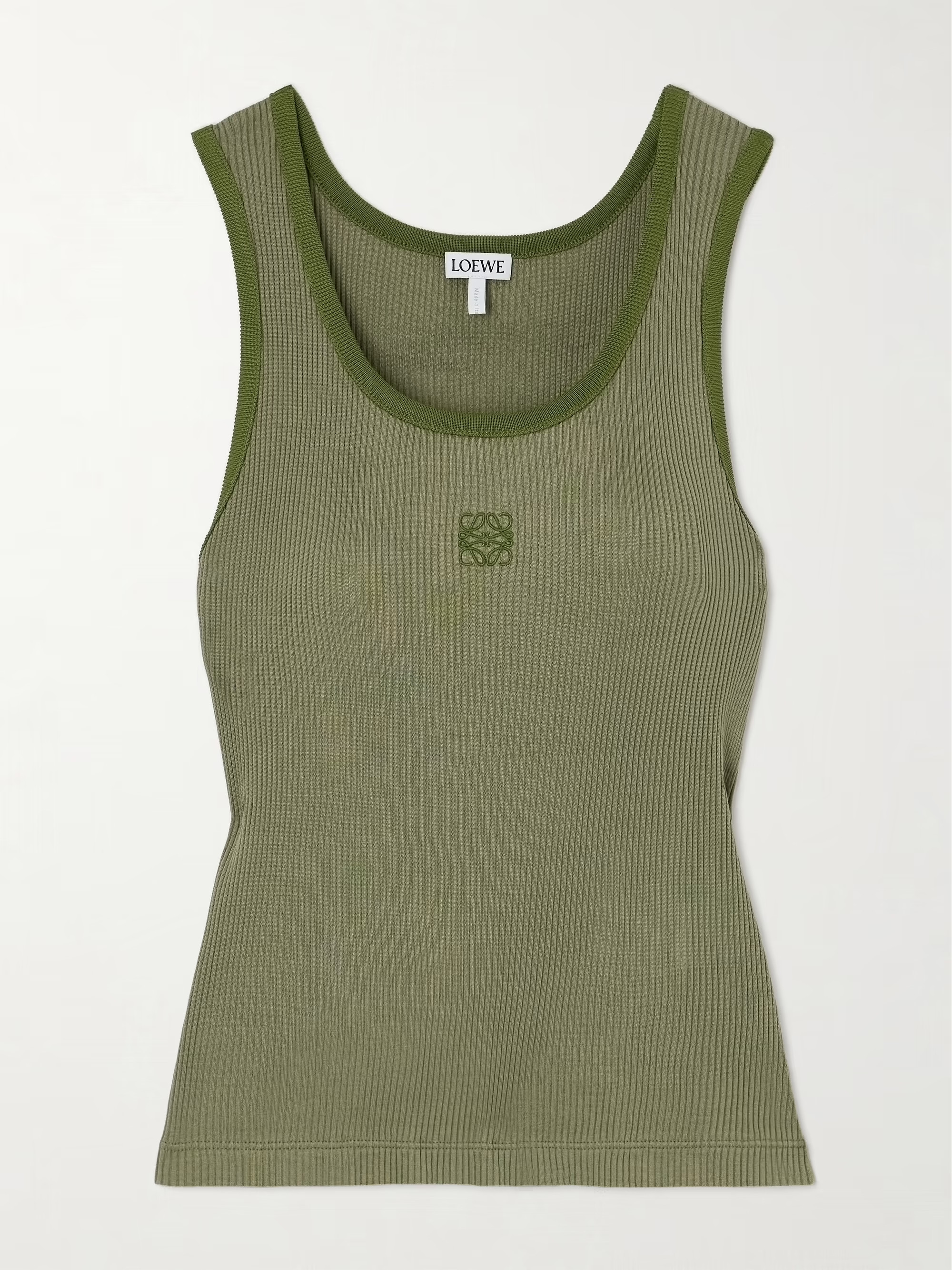 LOEWEEmbroidered ribbed silk tank | NET-A-PORTER APAC