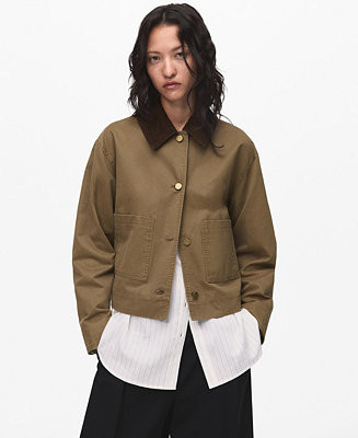 Women's Corduroy Collar Denim Jacket | Macy's