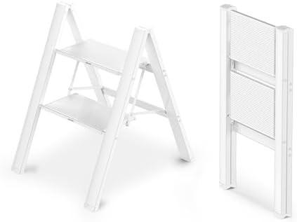 WOA WOA 2 Step Ladder, Foldable Step Stool, Aluminum Lightweight Ladder for Home Kitchen Closet, ... | Amazon (US)