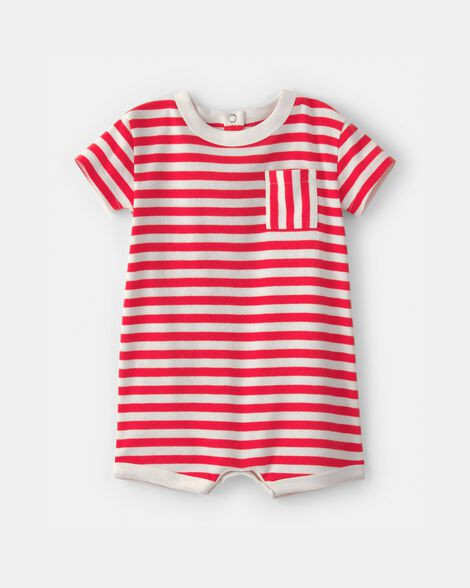 Baby Stripe Short-Sleeve Romper - Red/White | Carter's Inc