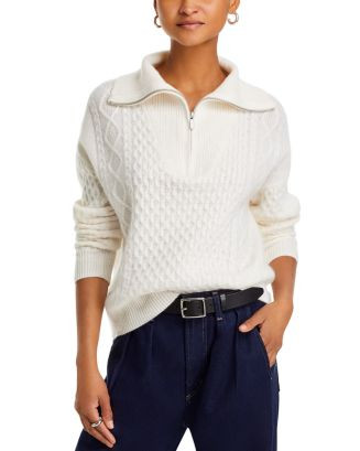 C by Bloomingdale's Cashmere 100% Cashmere Quarter Zip Cable Knit Sweater - Exclusive  | Blooming... | Bloomingdale's (US)