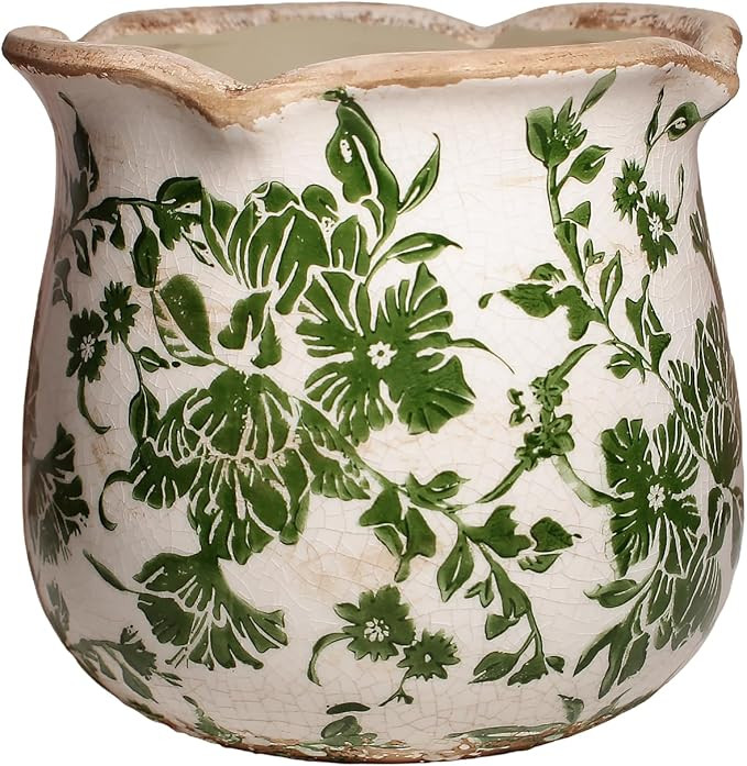 Tuscan Ceramic Plant Pots, 6.11 Inch Vintage Planters with Drainage Hole for Indoor Plants, Farmh... | Amazon (US)