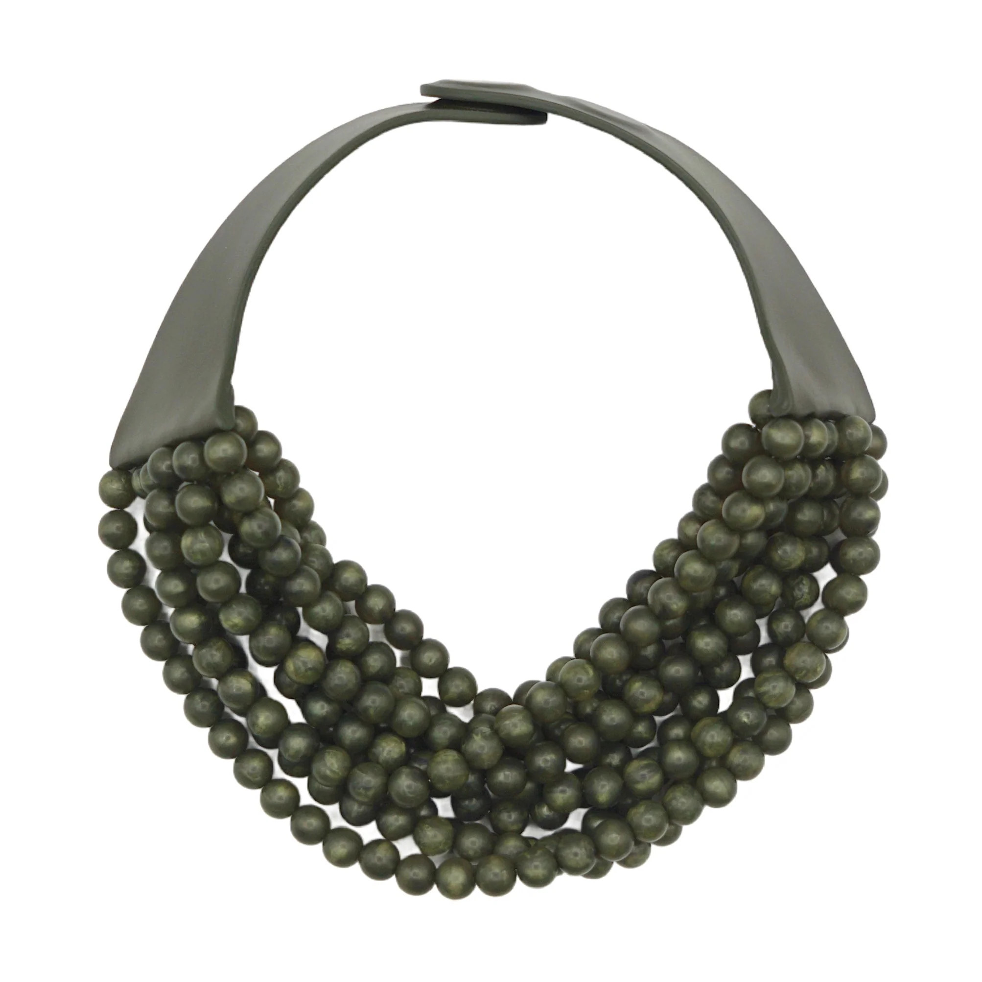 Medium Bella Matte Marble Olive Necklace | Fairchild Baldwin