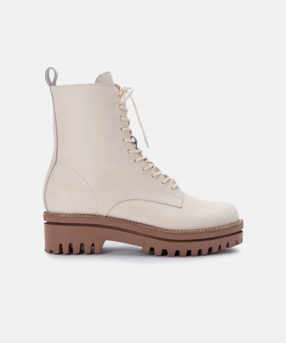 PRYM BOOTS IN IVORY LEATHER | DolceVita.com