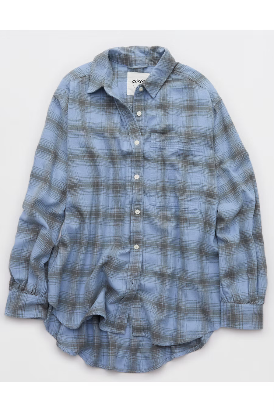 Aerie Anytime Fave Flannel Button Down Shirt Women's Monaco Blue XXS | American Eagle Outfitters (US & CA)
