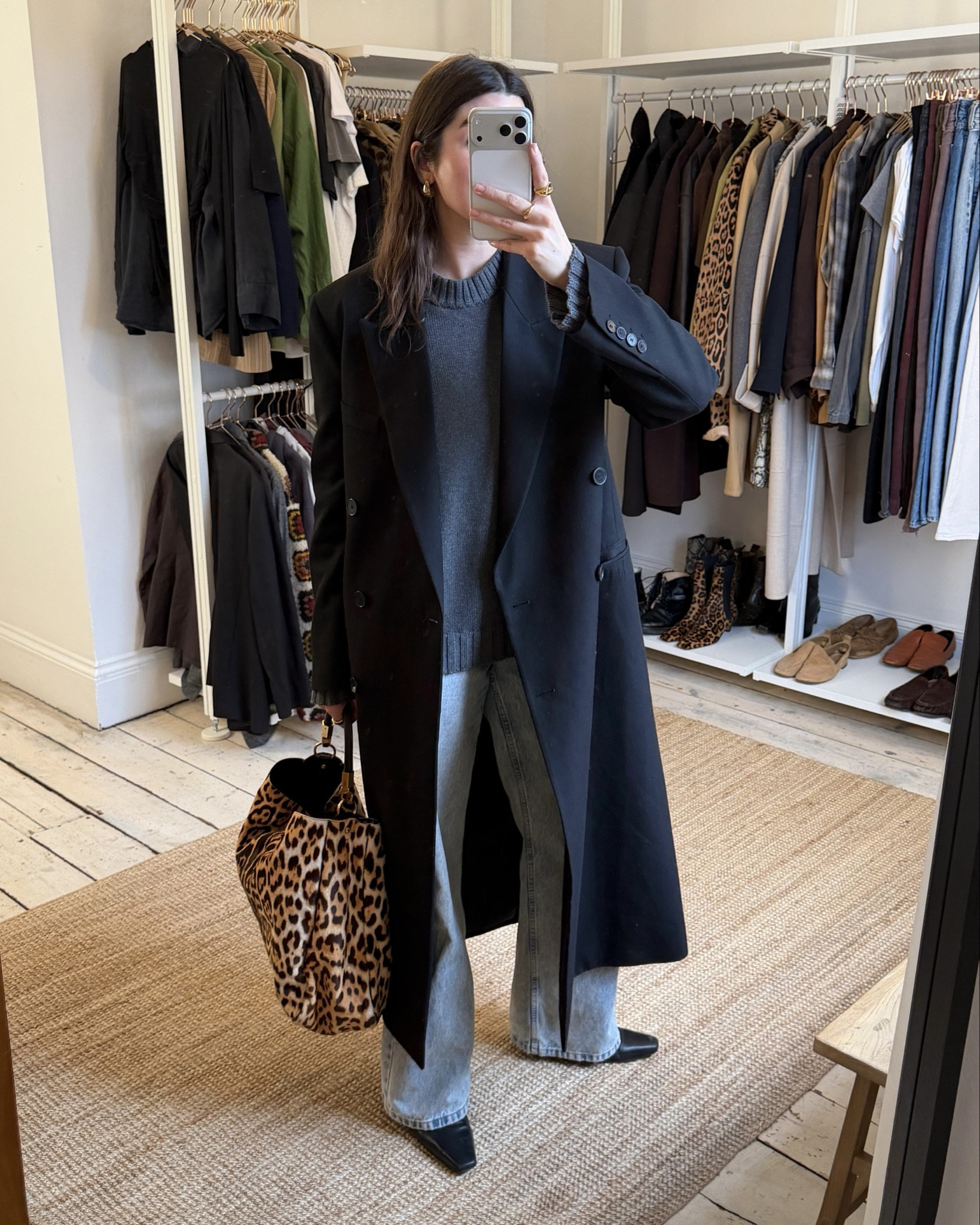 Elevating a simple blue jeans and black coat with a vintage YSL leopard print bag, similar linked 

#LTKstyletip #LTKwinter