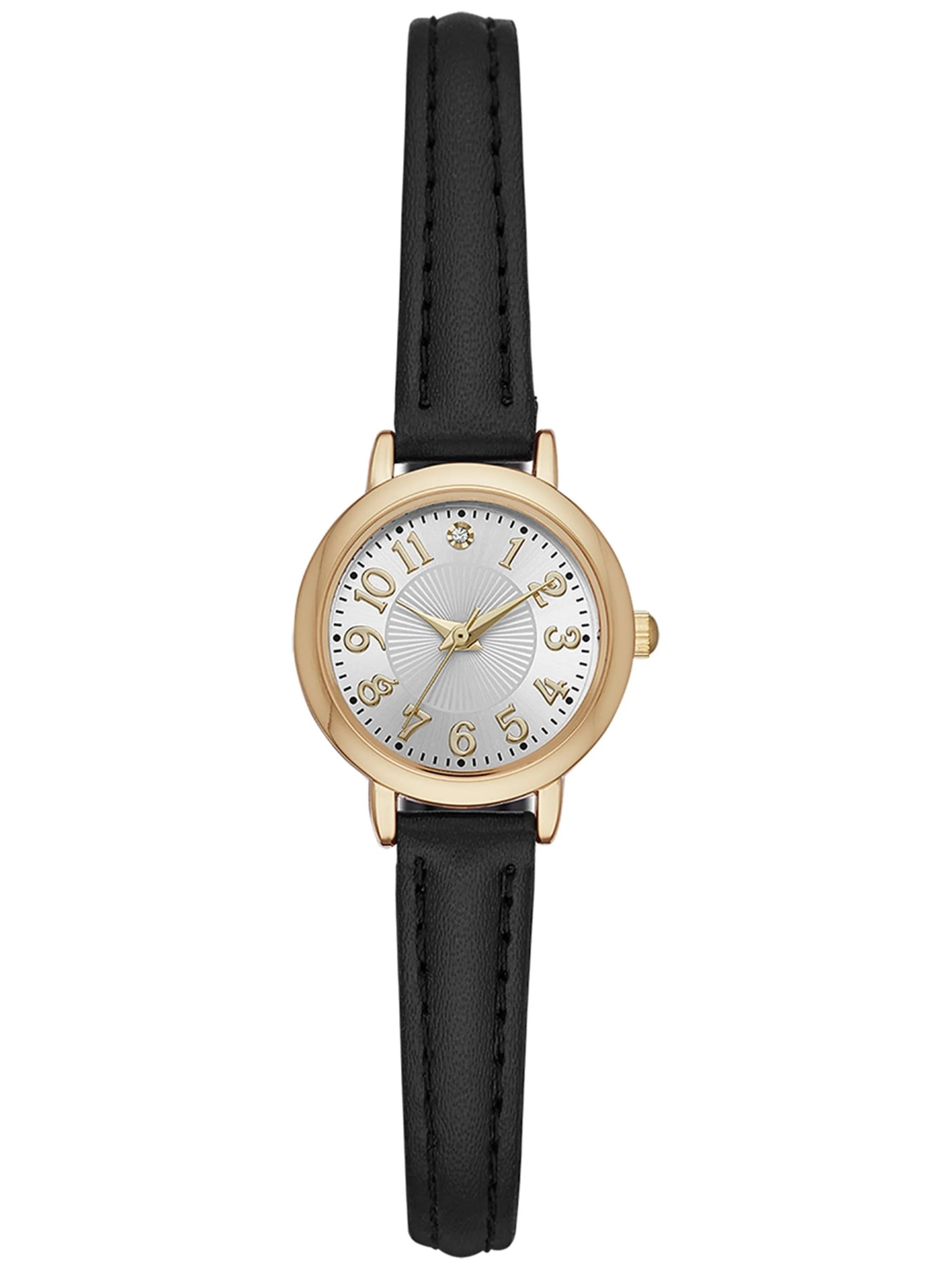 Time and Tru Women's Gold Tone Watch with Faux Leather Strap | Walmart (US)